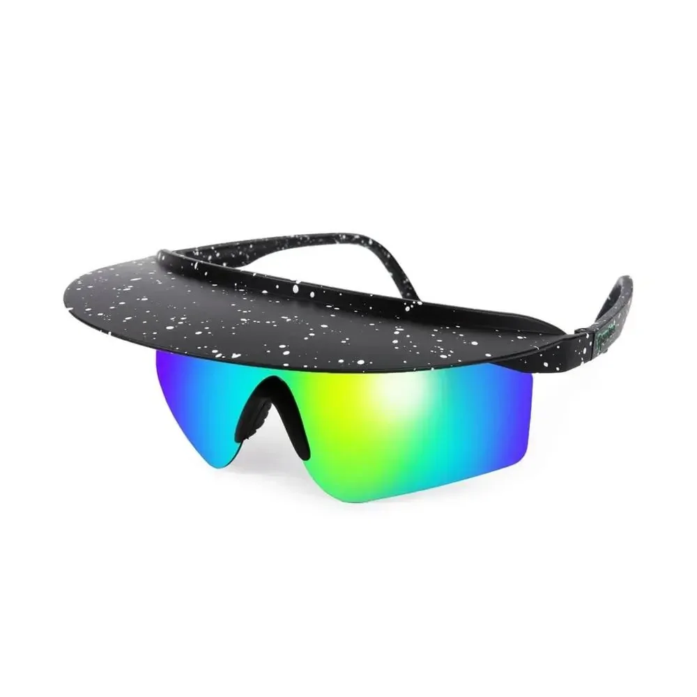 NEW Tipsy Elves Major Lazer Visor Sunglasses Mirrorized UV Polarized Green Blue